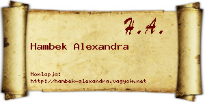 Hambek Alexandra névjegykártya